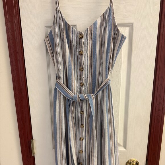 Cotten Blue Summer Maxi Dress with pockets M/L - Picture 1 of 10